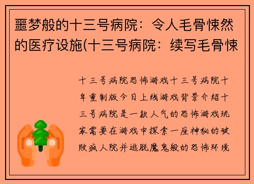 噩梦般的十三号病院：令人毛骨悚然的医疗设施(十三号病院：续写毛骨悚然的医学恐怖故事)