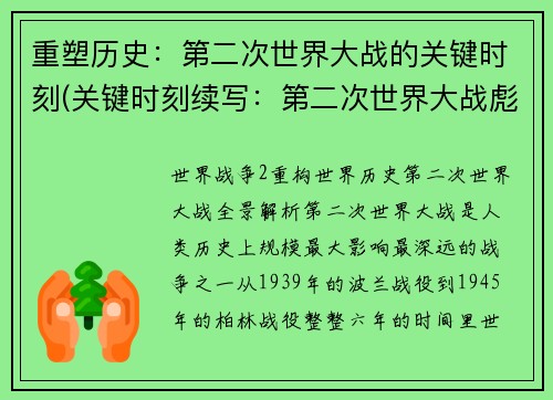 重塑历史：第二次世界大战的关键时刻(关键时刻续写：第二次世界大战彪悍进军)